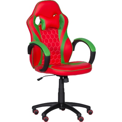 Bittel Геймърски стол с футболни мотиви Carmen 6304, До 100 кг, Еко кожа, Регулиране на люлеенето, Силиконови колелца, Червен/зелен
