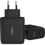ANSMANN зарядно устройство за мрежово захранване с usb, 2 порта, usb-a, usb-c, 65 w, черно (1001-0096)