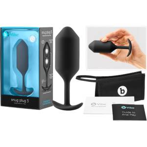 b-Vibe Snug Plug 3 - двоен топчест анален плъг (180 g, черен) - desirel