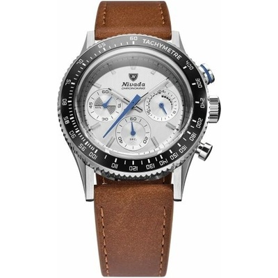 Nivada Grenchen Chronoking Meca Racing Grey - Inter. Bezel - Brown Leather
