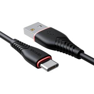 Vipfan Кабел Vipfan Anti-Break X01, USB към USB-C, 3A, 1m, Черен (X01TC-black)