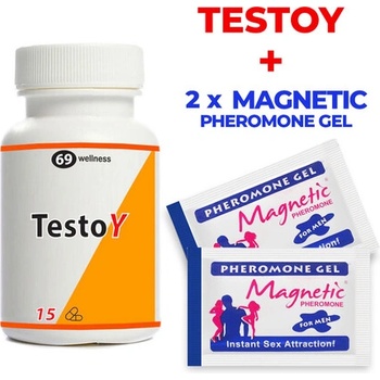 TestoY за Силна Ерекция 15 капсули + 2 бр. Magnetic Pheromone - гел парфюм за тяло
