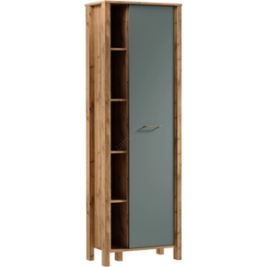 Gala Meble Шкаф за книги MENTA 66x200x37 см, дъб вотан/зелена (GM0038)