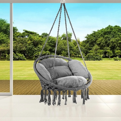 Jurhan BOHO Závesné kreslo antracitové Ø61cm s vankúšmi 33345