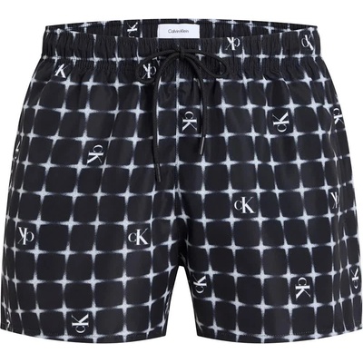 Calvin Klein Бански гащета Calvin klein jeans Short Drawstring-Print swimming shorts - Black (Diffused Logo Grid Black Aop)