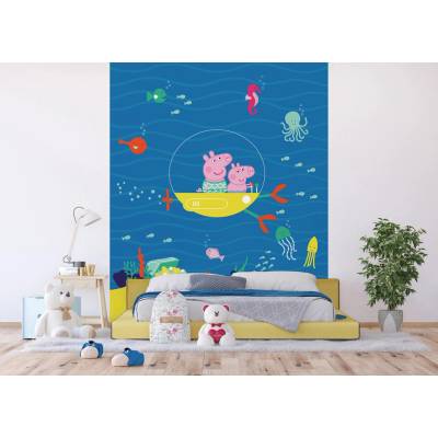 Ag Design FTD3P-5171 Dětská vliesová fototapeta na zed' Prasátko Peppa Podvodní Dobrodružství, rozměry 225 x 270 cm
