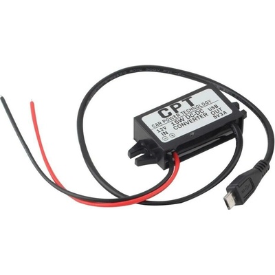 CPT měnič napětí do auta 12V na 5V - Vstup kabely, výstup Micro USB