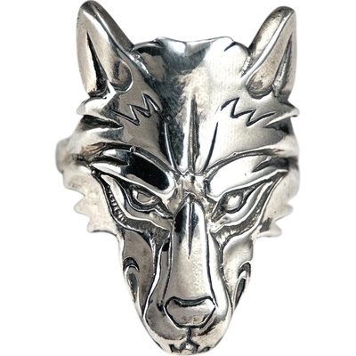 Drakkaria VLČÍ HLAVA vlk stříbrný prsten P24468