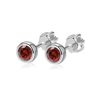 Nubis stříbrné náušnice tmavě červené zirkony 4 mm NB-3652-G