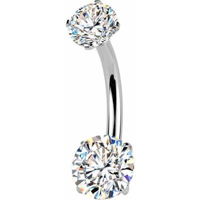 Šperky4U Luxusní piercing do pupíku s Moissanity 1.50ct, TITAN TM040