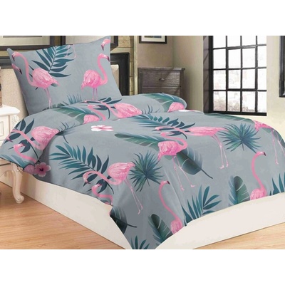 Jahu obliečky mikroflanel Flamingo grey 140x200 70x90