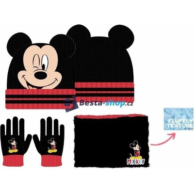 Chlapecký zimní set Mickey Mouse čepice rukavice šála černá