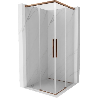 Mexen Rox Duo плъзгаща се душ кабина 110 x 110 см, прозрачна, розово злато - 8C2D-110-110-60-00 (8C2D-110-110-60-00)