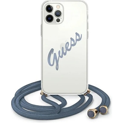 GUESS Калъф за телефон Guess Script Vintage за iPhone 12 Pro Max, син (GUE001084)