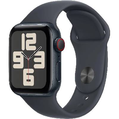 Apple Watch SE (2024) GPS+Cellular 40mm Midnight Aluminium Case Midnight Sport Band, Velikost řemínku: S/M (130-180mm) MXGC3QC/A