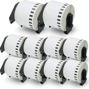 NEOMAX КОМПЛЕКТ 10 ЛЕНТИ ЗА ЕТИКЕТНИ ПРИНТЕРИ BROTHER ТИП QL - CONTINUOUS PAPER TAPE - 62 mm x 30, 48 m - 10 броя DK22205 (DK-22205) - PN LBDK-22205x10 - (300BRADK22205NB)
