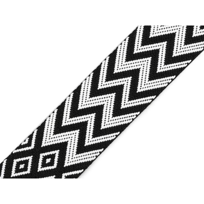 Oboustranný popruh šíře 50 mm, střední, 1 černá bílá