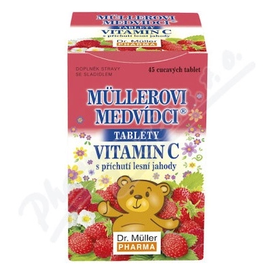 Dr. Müller Müllerovi medvedíci s vitamínom C s príchuťou lesnej jahody 45 tabliet