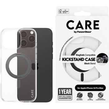 Image 1 of Panzer Гръб CARE by PanzerGlass за iPhone 16 Pro Max, Feature Case Black Kickstand and MagSafe