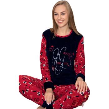 Image 1 of Поларена коледна пижама в червено с надпис