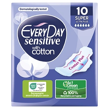 EveryDay Дамски превръзки EveryDay Sensitive with Cotton Super Economy Pack с крила (in-546-77)