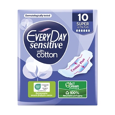 EveryDay Дамски превръзки EveryDay Sensitive with Cotton Super Economy Pack с крила (in-546-77)
