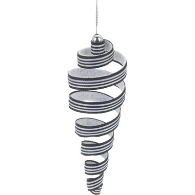 Vánoční ozdoby látkové černo bílé spirály 15 cm set 2ks