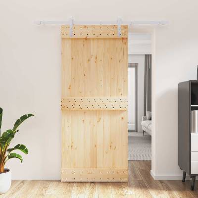 vidaXL Преплъзваща се врата Естествено и бяло 90 x 210 cm (3444936)