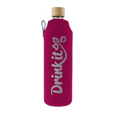 Drink it Sklenená s neoprénovým obalom Pinky 700ml
