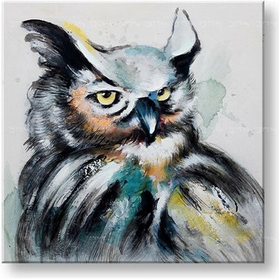 Maľovaný obraz na stenu SOVA 60x60 cm - 60×60 cm / Klasický 2 cm