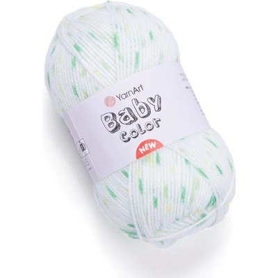 Yarn Art příze Baby Color 216 bílá se zelenou a žlutou