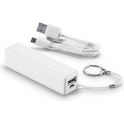 hi!de Външна батерия, 2000 mAh, с USB порт, с ключодържател, бяла (3530200024)