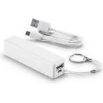 hi!de Външна батерия, 2000 mAh, с USB порт, с ключодържател, бяла (3530200024)