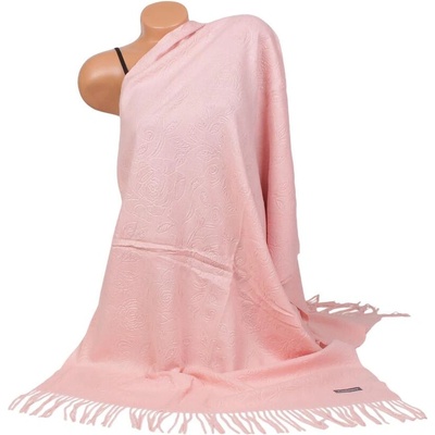 Розов кашмирен шал с рози