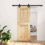 vidaXL Преплъзваща се врата 80 x 210 cm Естествено и черно (3445068)