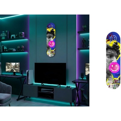 Skateboard LED obraz – Antická socha so smajlíkom – pop art dekorácia 20 × 79 cm