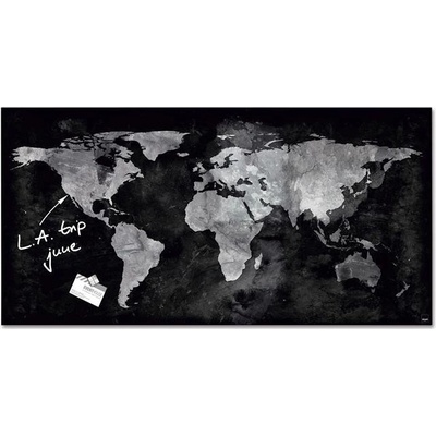 SIGEL - MAGNETICKÁ SKLENENÁ TABUĽA, MAPA SVETA, 46 x 91 cm, SIGEL "ARTVERUM® "