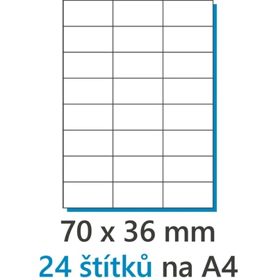 etikety Samolepiace 70x37/100 listov A4 biela