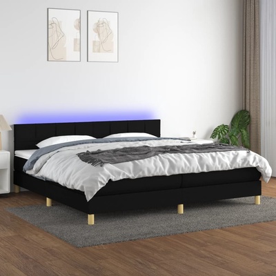 Petrashop 3133743 boxspring postel s matrací a LED černá textil