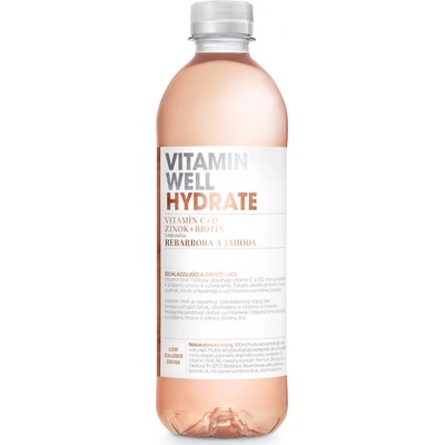 Vitamin Well Vitamínová voda nesýtená Hydrate rebarbora jahoda 0,5 l