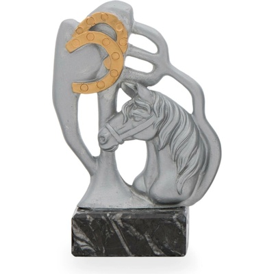 Trofej luxusní se symbolem jezdectví výška 17,5 cm stříbrná/zlatá
