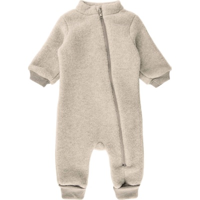 Merino overal na zips bez kapucne hnedý Melange Offwhite Mikk Line