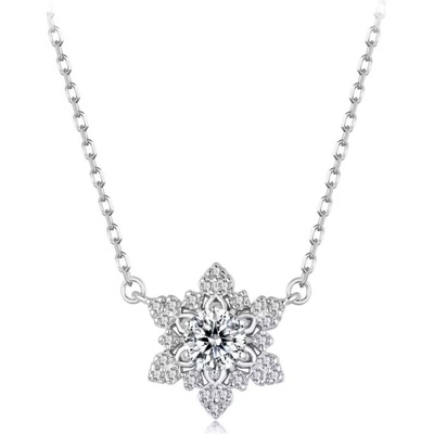 Grace Silver Jewellery Stříbrný náhrdelník se sněhovou vločkou NH-BSN447/164 Stříbrná