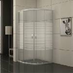 Inter Ceramic Полукръгла душ кабина Inter Ceramic с плъзгащи се врати 80x80 см хром-прозрачна с бели линии (585/31 NEW 80*80 EASY ASSEMBLE)