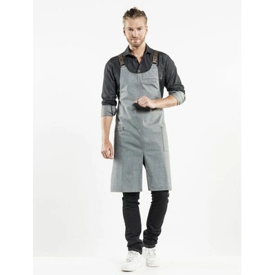 Chaud Devant Kuchářská zástěra s náprsenkou Forene Cross Grey Denim Grey