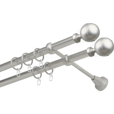 OK-GarnýžeCZ Garnýž kovová dvouřadá 19mm Kalisto double satina 330 cm do stěny / kroužky s háčkem