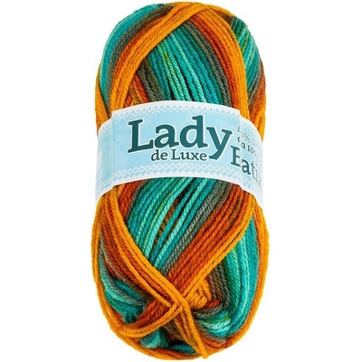 Bellatex Příze LADY de Luxe BATIK 100g / 238 m Zelená,Oranžová,Hnědá