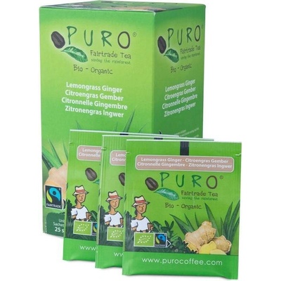 Puro čaj Fairtrade BIO Zelený s Citrónem Zázvorem 25 x 1,5 g