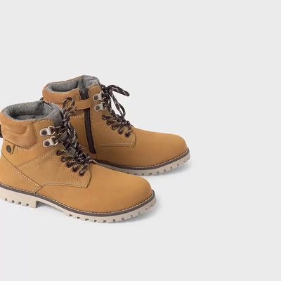 Mayoral Зимни боти естествена кожа в цвят горчица за момче Mayoral