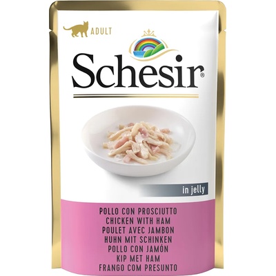 Schesir 24х85г Schesir консервирана храна в желе за котки - пиле и шунка